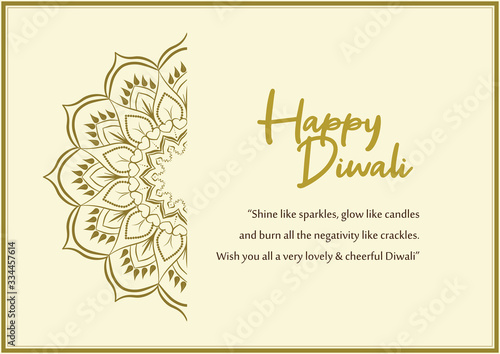 happy diwali traditional indian lights hindu festival celebration holiday concept flat greeting card template invitation horizontal copy space vector illustration