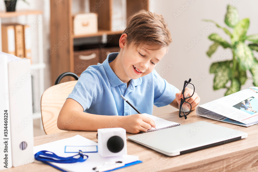 Little journalist working in office Little journalist working in office