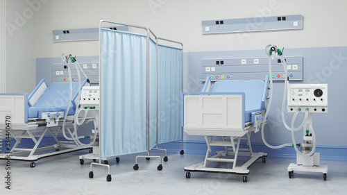 Intensivbetten mit Beatmungsgeräten für Covid-19 Patienten