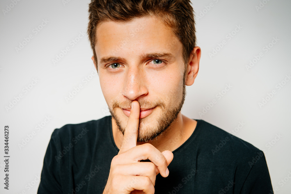 man put finger on her lips man put finger on her lips