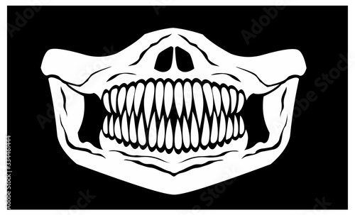 mask of face with skull and predator teeth