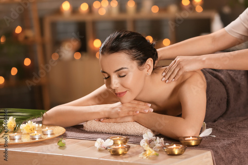 Beautiful young woman recei...