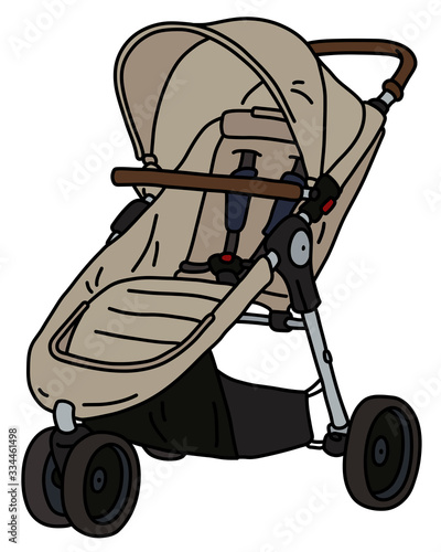 The vectorized hand drawing of a light sport seat stroller