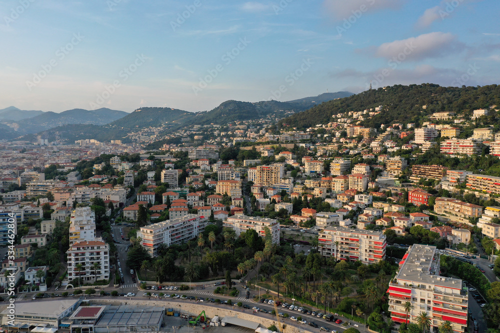 Mountain landscape of nice France, shooting from the air. Cote d'azur. French Riviera.