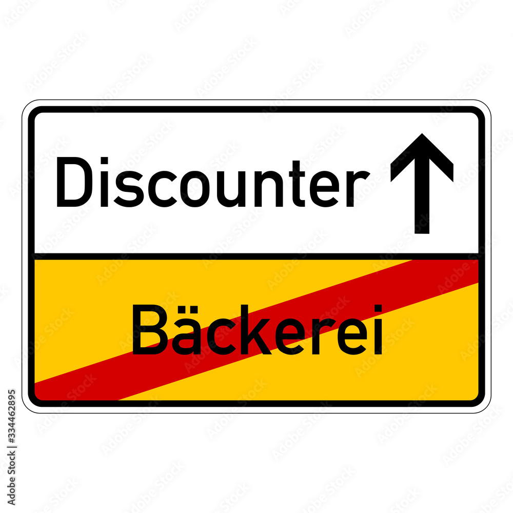 city sign with text bakery discounter city sign with text bakery discounter