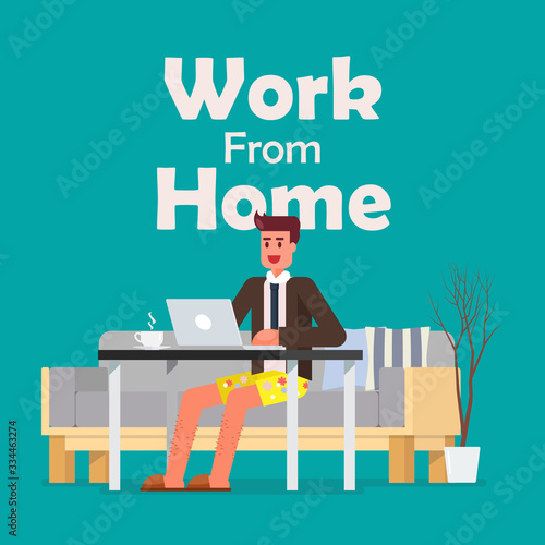 Man working on a laptop from home