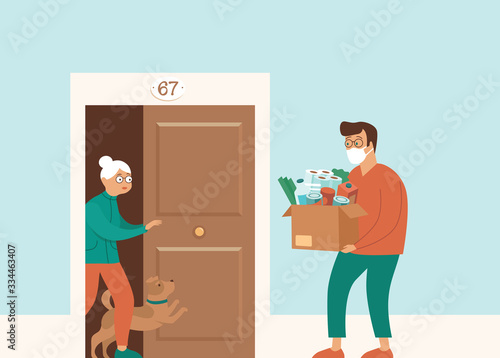 Groceries and Food Delivery for Elderly People during coronavirus COVID-19 quarantine