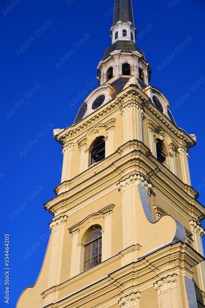 Architecture of Saint-Petersburg, Russia. Peter and Pauls cathedral at Peter and Pauls fortress