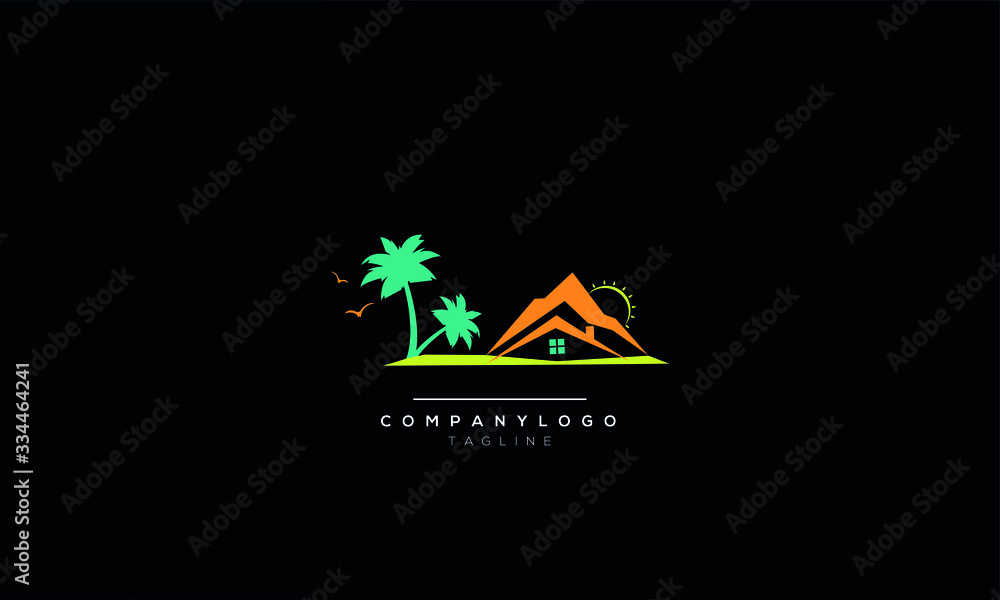 An abstract beach house logo design template An abstract beach house logo design template