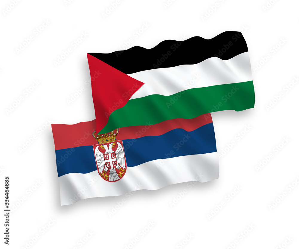 Flags of Palestine and Serbia on a white background Flags of Palestine and Serbia on a white background