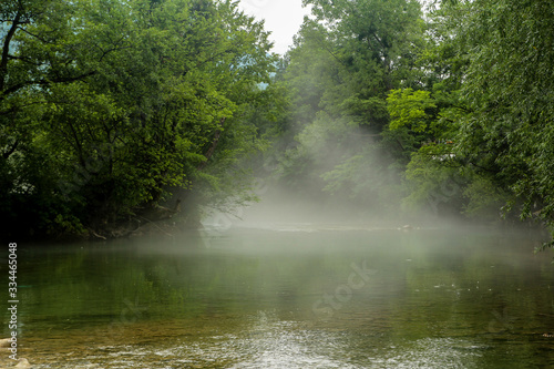 River in Bosnia during a cold foggy morning