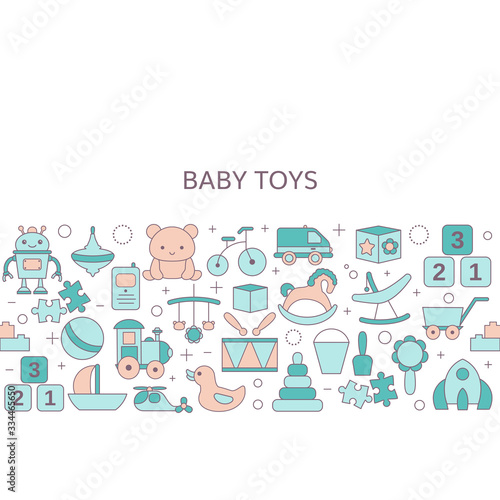 Background with baby toy icons