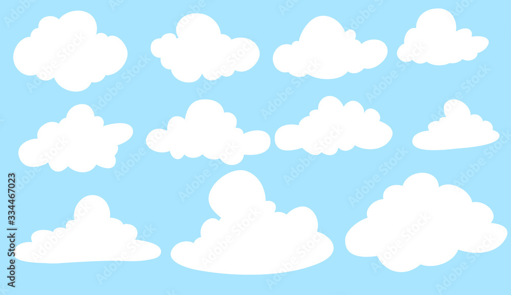 Set of clouds on a blue background.