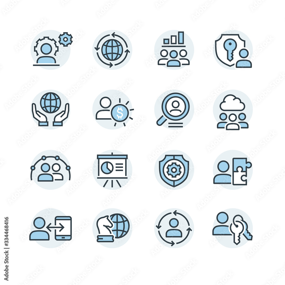 Global business vector icons set Global business vector icons set