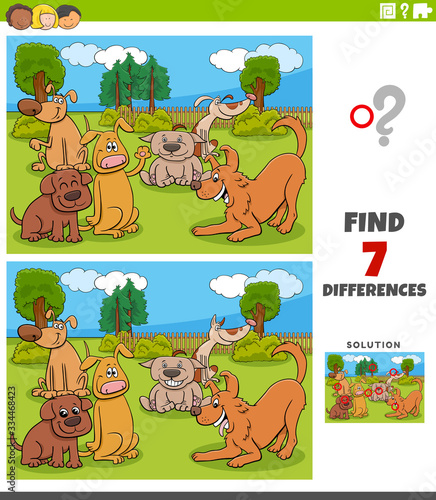differences game with cartoon dogs group