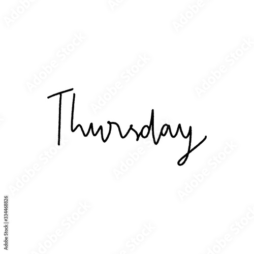 Thursday hand lettering on white background
