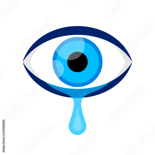 eyes blue and tears cry graphic isolated on white, eyes look simple shape, eyeball and teardrop sign for vision sight and optical care concept, eyes and tear drops clip art, illustration crying eyes