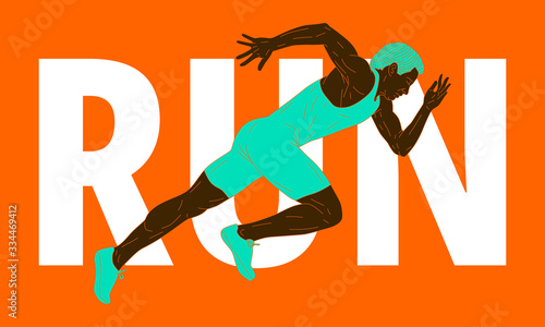 Illustration of running action. Isolate background.