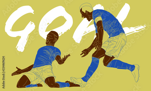 Illustration of soccer player in action. Isolate background.