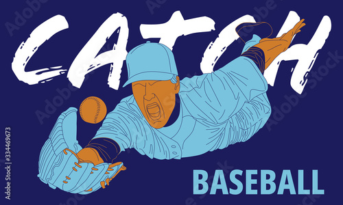 Illustration of baseball player in action. Isolate background. photo