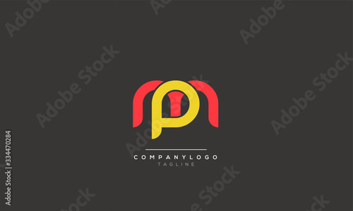 MP PM P M Letter Logo Alphabet Design Template Vector