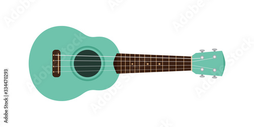 ukulele cute green pastel isolated on white, small ukelele green soft color for flat icon, realistic ukelele for classical music play, ukulele classic retro in holiday summer concept, small guitar