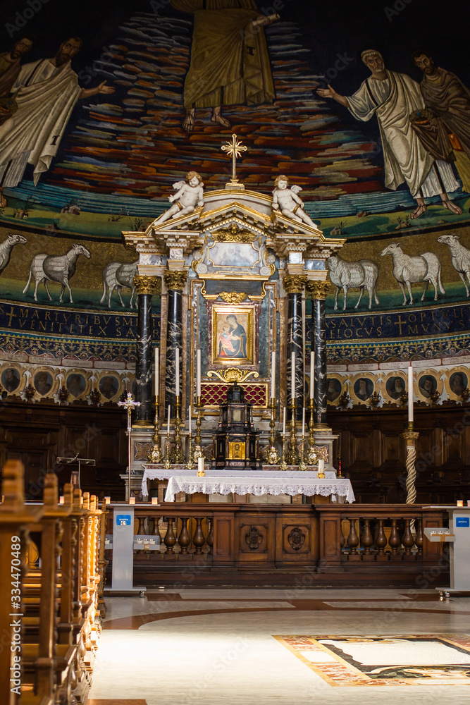 Rome. 10.11.2019,  Basilica of Saint Cosma and Damian. altar