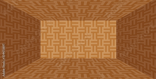 parquet wooden room empty in top view for background, illustration parquet floor box shape, parquet texture for decorating room, wood textured pattern brown, flooring box shape with parquet texture