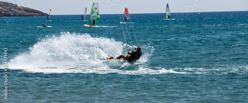 windsurfer in the sea action rhodos greece
