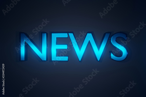 3D Illustration of the word News in metal letters