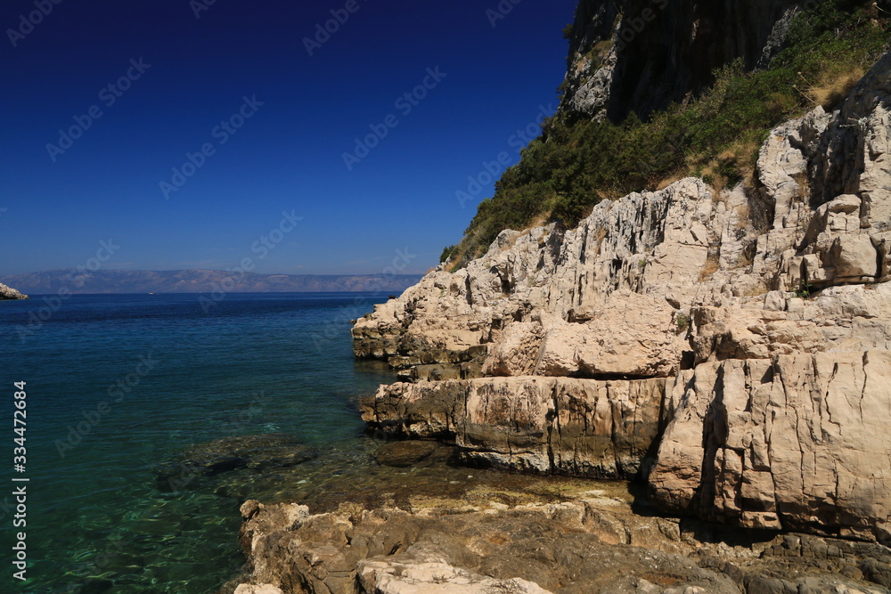 Beach and coastline in Vela Stiniva, Hvar island, Croatia