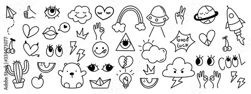 Cute Hand drawn doodle design vector, Kids and baby design element for prints, fabric , birth day cards, cover and web design.