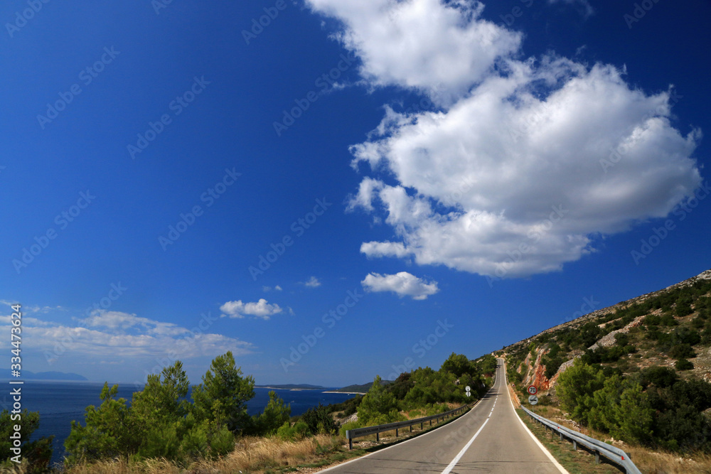 Fototapeta premium Road in interior of Hvar island, Croatia