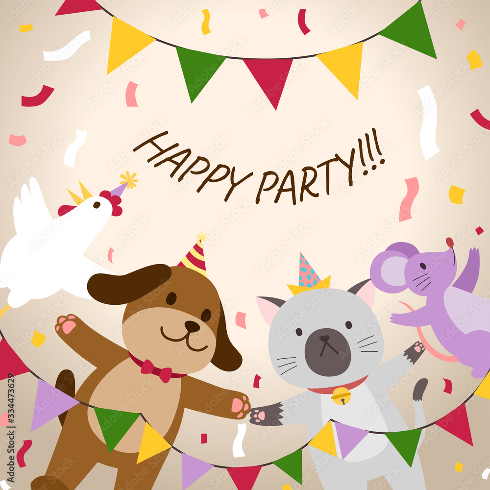 Animals and Happy Party