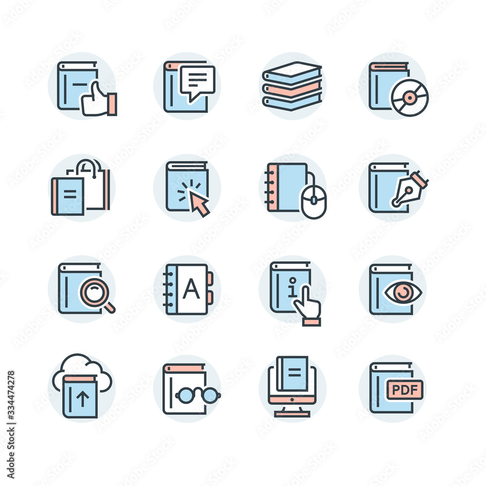 Set of book vector icons Set of book vector icons