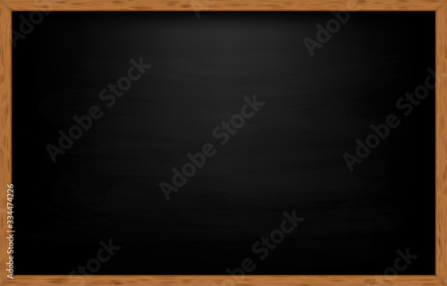 Realistic blue chalkboard with wooden frame isolated on transparent background. Template blackboard for design. Rubbed out dirty chalkboard. Empty school chalkboard for classroom or restaurant menu	