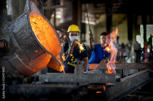Casting, melting, molding and foundry. The most widely used non reusable mold method is sand casting a process in which specially treated sand is rammed around the pattern and placed in a support.

