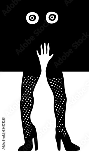 Surreal woman burlesque, legs and torso, vector illustration