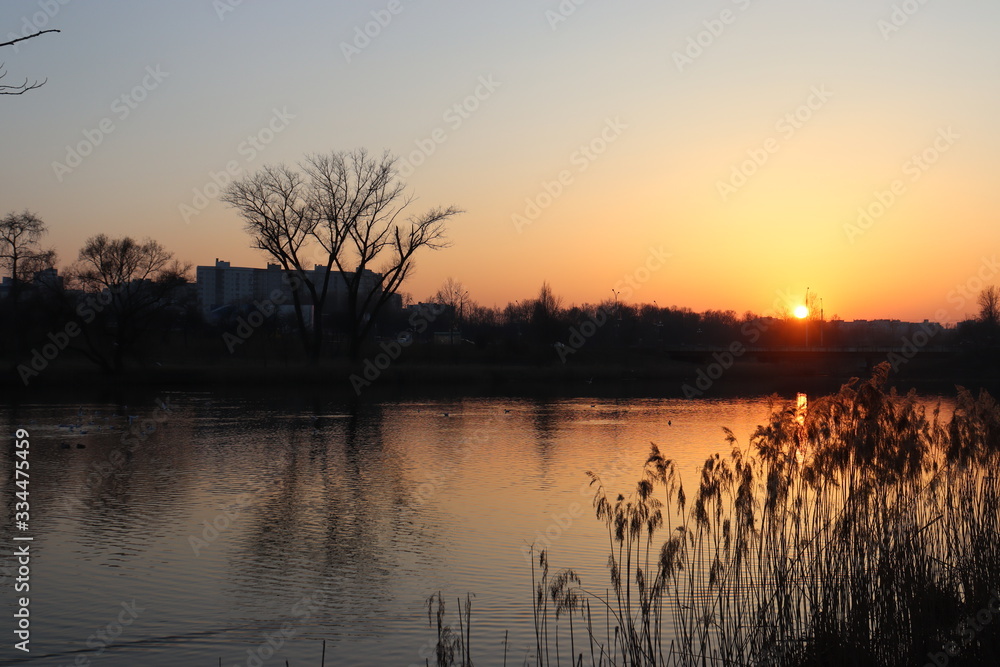 Fototapeta premium gorgeous sunset in Belarus whilst virus pandemic