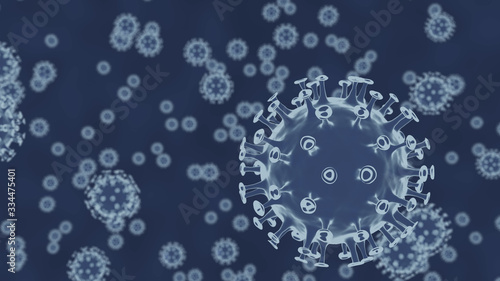 3DCGによるコロナウイルスの電子顕微鏡写真