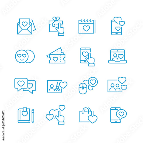 Love and Valentin s day line icons
