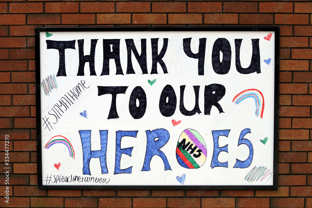 Thank you to our NHS heroes sign Stock Photo | Adobe Stock