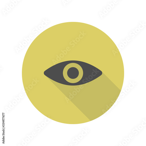 eye long shadow icon. Simple glyph, flat vector of web icons for ui and ux, website or mobile application
