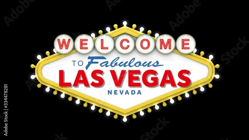 Welcome to Las Vegas sign in classic style design . 3D Render