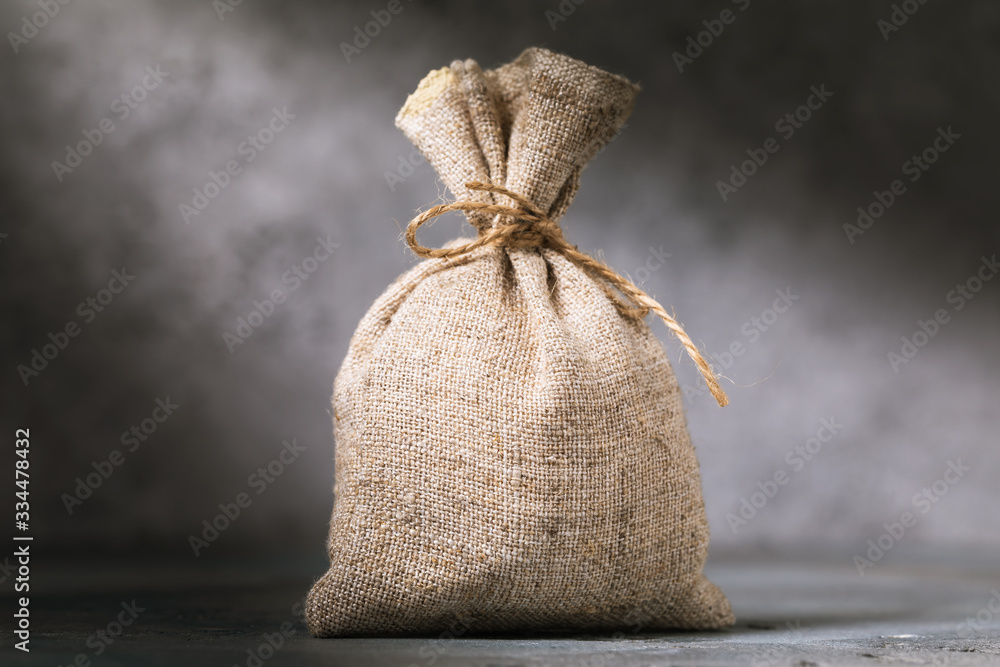 Full bag on the table, close-up