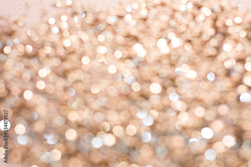 gold bokeh, lights. Colorful holiday background. Space for text