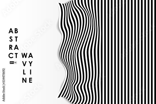 Abstract black and white wavy distort design cover background. illustration vector eps10