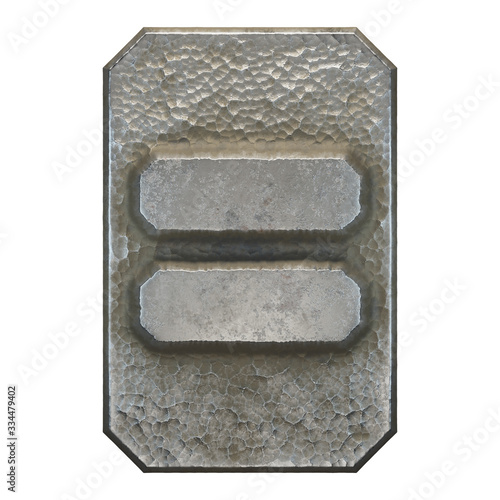 Fototapeta Naklejka Na Ścianę i Meble -  Industrial metal symbol equals on white background 3d