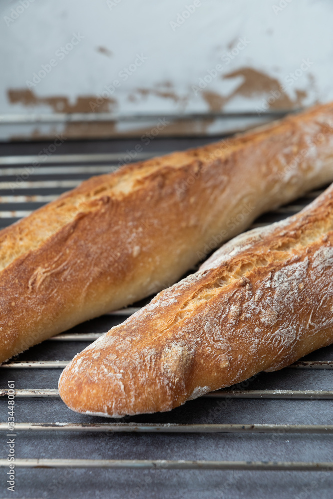 Freshly baked french baguette bread