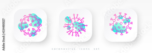 A set of coronavirus icons. The cell of Covid-19